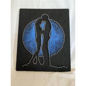 Vintage Abstract string Nail Art black background Human forms Sensual 9 X 11